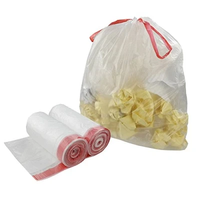 Image of Eudokky 40L Drawstring Bin Liners, Clear Trash Bags, 120 Bags