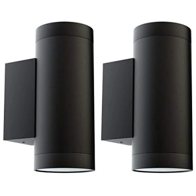 Image of Klighten 2 pcs Black Outdoor Wall Light IP65 Up Down Outside Lighting Modern Aluminum Lamp for Garden Entrance Corridor Courtyard, Socket GU10, Bulb not Included