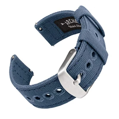 Image of Archer Watch Straps Canvas Quick Release Replacement Bands (Classic Denim Blue, 22mm)