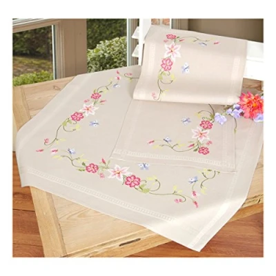 Image of Vervaco Embroidery: Runner: Flowers &amp; Butterflies, 100% Cotton, Multi Colour, 40 x 2 20 cm