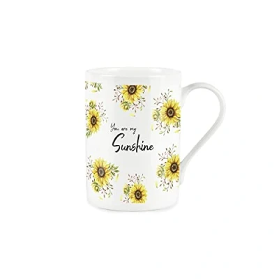 Image of You are My Sunshine Anniversary Romantic Mug Sunflowers Fine Bone China Style White Coffee Tea Present Love Gift