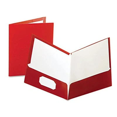 Image of Oxford Laminated Twin Pocket Folders, Letter Size, Crimson, Holds 100 Sheets, Box of 25 (51718)