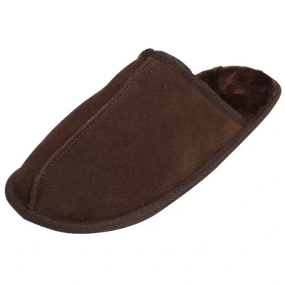 Image of E G O Men&#039;s Snugg Suede Slip On Slippers Faux Fur Lining TP Rubber Sole (10 UK, Brown)