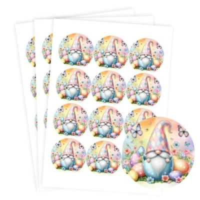 Image of Easter Gonk Round Stickers 60mm Sheet of 12
