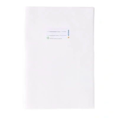 Image of HERMA 7440 Notebook Covers A4 Raffia White, Pack of 25, Book with Label &amp; Structure Made Durable Wipe Clean Polypropylene Film, Cover Set for School Notebooks, Coloured