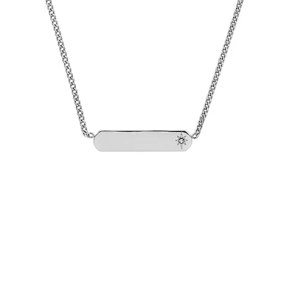 Image of Fossil Women&#039;s Necklace, Stainless Steel Bar Chain Necklace