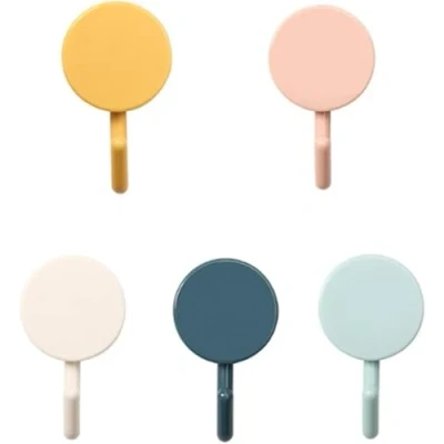 Image of Enyolidimk 5 Pcs Colorful Hooks Self Adhesive, Adhesive Wall Hooks, Hanger Heavy Duty Cute Key Holder Decorative