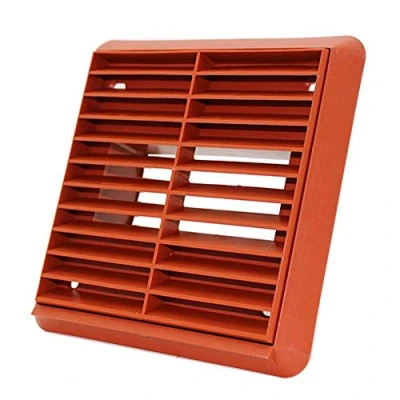 Image of Kair Terracotta Louvred Wall Vent Grille 155mm External Dimension with 110mm x 54mm Rectangular Rear Spigot