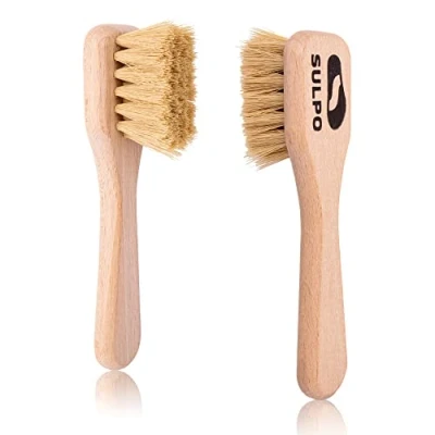 Image of SULPO Cream Brush, Crucible Shoe Soft Leather Dirt Brush for Shoes, 2 Pieces Set, Natural, Care