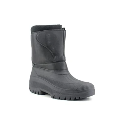 Image of Groundwork Originals Mens Mid Calf Water Resistant Snow Rain Thermal Fur Fleece Lined Winter Mud Mucker Farm Yard Boots (10 UK, Black PU, numeric_10)