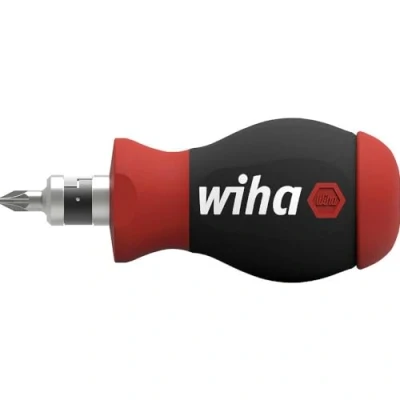 Image of Wiha 43613 Series 3801 Screwdriver with Bit Magazine Stubby, Red Black
