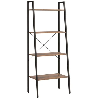 Image of vidaXL 4 Tier Standing Shelf Dark Brown and Black 56x35x140 cm
