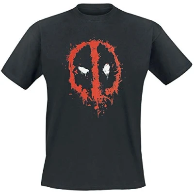 Image of Marvel Deadpool Splat Black Adults T Shirt (Large)