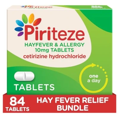 Image of Piriteze Hayfever &amp; Allergy Antihistamine Tablets (12x7 Pack), Relief, Cetirizine, 84