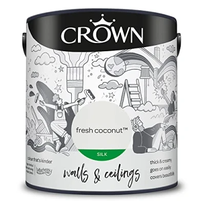 Image of CROWN 2.5L Breatheasy SILK Emulsion Paint for Walls &amp; Ceilings Fresh Coconut