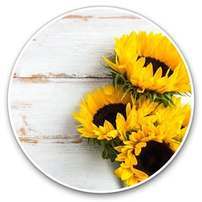 Image of 2 x 30cmVinyl Stickers Sunflower Pretty Yellow Flowers Decals for Car Van Luggage Scrap Book Fridge #14826