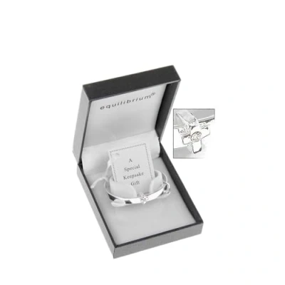 Image of Equilibrium Silver Plated Christening or New Baby Bangle (6780)