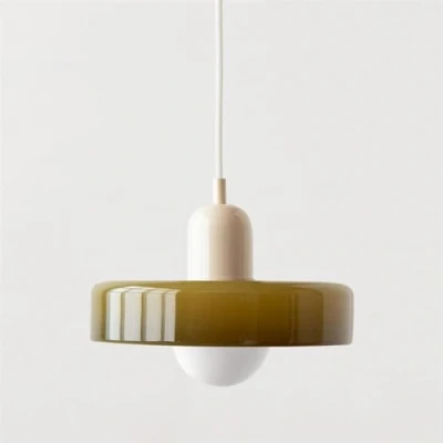 Image of YYQBY Mid Century Pendant Light Retro Green Glass Hanging Farmhouse Single Large Ceiling Kitchen Island Sink Nordic Modern Chandelier for Bedroom Dinning Room Cafe Bar YYQBYY (Col