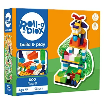 Image of PETERKIN Roll a blox Dog Playset Build, and Play! Construction Toys Building Blocks Ages 4+