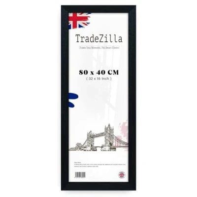 Image of TradeZilla Stunning Panaramic Picture/Poster Frame (80 x 40 CM) MDF Eton Wood Hang Portrait/Landscape For Wall Gallery 32 16 Inch [ Black ]