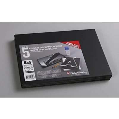 Image of Clairefontaine Ref 193646C Foam Board (Pack of 5 Sheets) A4 (297 x 210mm) in Size, 5mm Thick, Light &amp; Stiff Suitable for Decoration, Framing Model Making