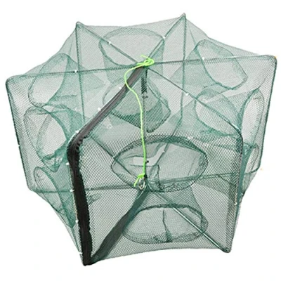 Image of HunterBee Fishing Bait Trap Foldable Crab Crayfish Fish Minnow Crawdad Shrimp Net Cast Portable 12 Holes