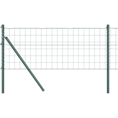 Image of vidaXL Euro Fence with 13 Posts 0.6x25 m Galvanised Steel Green