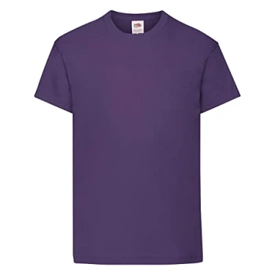 Image of Fruit of the Loom Unisex Kid&#039;s Original T Shirt, Purple, 14 15 Years
