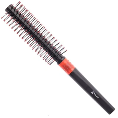 Image of Kobe Economy Quiff Roller Small Round Men&#039;s Hair Brush 8 Rows of Ball Tipped Bristles, 10mm barrel for creating great waves. Can also be used straightening hair.