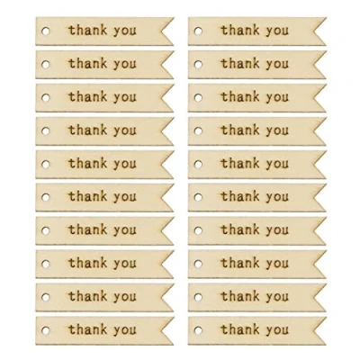 Image of NUOBESTY Wood Discs 60pcs Wooden Tags Crafts Carved Letters Slices Cutouts with Holes for Birthday Wedding Party Special Dates (Thank You) Present Labels