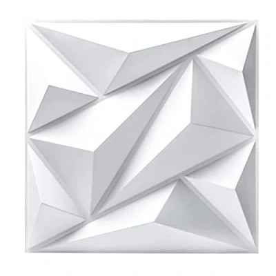 Image of Art3dwallpanels PVC 3D Wall Panel Diamond for Interior Décor in White, 19.7&quot; x Decor Panel, Textured Panels, Pack of 12 Tiles