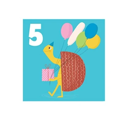 Image of Tortoise &#039;five&#039; Birthday Card