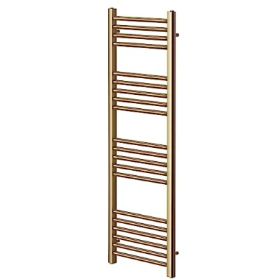 Image of Greened House Brushed Brass Straight Heated Towel Rail 300mm Wide x 1200mm High Flat Central Heating Radiator