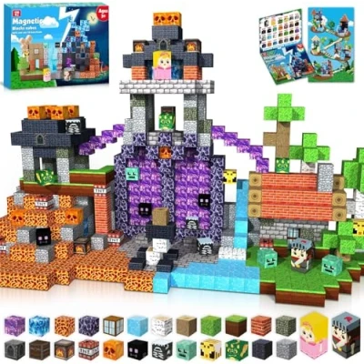 Image of GraceDuck Magnetic Blocks 150 PCS Build Dark Hell Forest Castle Toys for Montessori Toddler Christmas Birthday Gifts STEM Sensory 3 4 5 6 7 8 9 10 Year Old