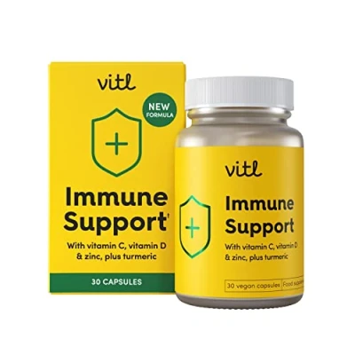 Image of Vitl Immune Support Supplement 30 Vegan Capsules with Vitamin D, C, B Vitamins, Zinc, Turmeric &amp; Elderberry Extracts 1 Month Supply