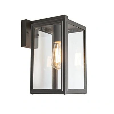 Image of Qazqa Outdoor Industrial Wall Lamp I Light Anthracite IP44 Sutton Down Garden Country Suitable for LED E27 1 Stainless Steel