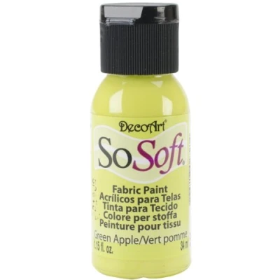 Image of DecoArt SoSoft Fabric Acrylics Paint, 1 Ounce, Green Apple