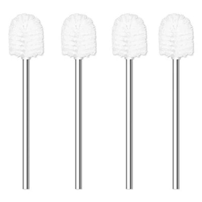 Image of Toilet Brush, 4PCS Brushes with Stainless Steel Handle, Standing for Bathroom Ergonomic, Elegant,Durable (White)