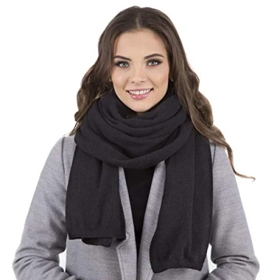 Image of Vivisence Stylish Women&#039;s Winter Scarf Made From Warm And Soft Fabric Blend For Ladies Comfortable Design Perfect Cold Autumn Days, Black,UNI