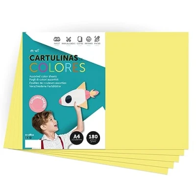 Image of A4 Pastel Coloured Card 180g for Crafts, Printing Your Documents and Creative Designs Colours m office (x500, Yellow)