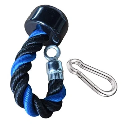 Image of U/D Triceps Single Rope LAT Pull Down Handle Cable Machine Multi Gym Attachment with Carabiner for Arm Bicep Muscle Building (Blue)