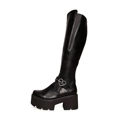 Image of LAMODA Women&#039;s Letter to My Lover Knee high Boot, Black PU, 3.5 UK