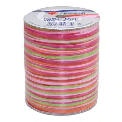 Image of C.E. Pattberg RAFFIA Multicolour red green pink Ribbon, 55 yards Gift Ribbon for Wrapping Presents, 5 Strand Gifts, Accessories Decorating and Handicrafts, every occasion
