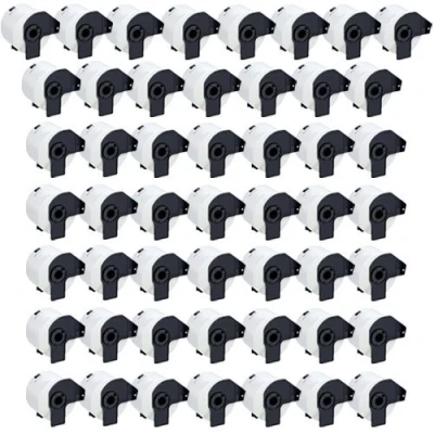 Image of 50x Compatible Brother DK22205 62mm x 30.48m Continuous White Standard Address Labels Rolls for P Touch Label Printers