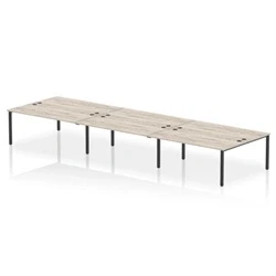 Image of Impulse Bench B2B 6 Person 1800 Black Frame Office Desk Grey Oak