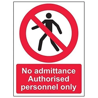 Image of V Safety No Admittance Authorised Personnel Only Pedestrian Sign 200mm x 300mm 2mm Rigid Plastic
