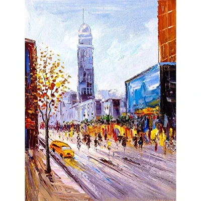 Image of Wee Blue Coo New York Cityscape Painting Art Print Poster Wall Decor 12X16 Inch