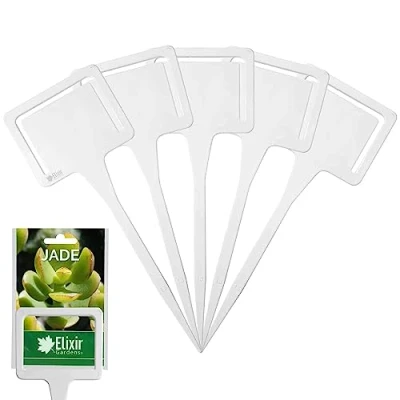 Image of Elixir Gardens Plastic T Shaped Labels Plant, Pot &amp; Flower Labelling SL138 SPH White x 50