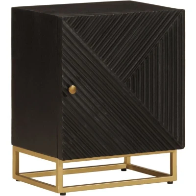 Image of vidaXL Bedside Cabinet Black 40x30x50 cm Solid Wood Mango and Iron
