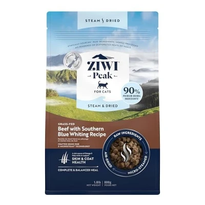 Image of ZIWI Peak Steam &amp; Dried Grass fed Beef with Southern Blue Whiting, 800 g Natural, High Protein Cat Food Dry, Raw Alternative Grain Free Complete Dry